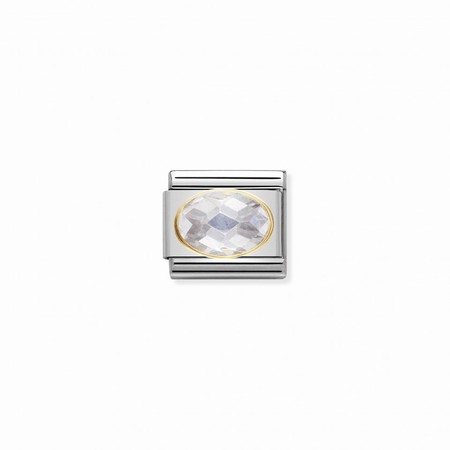 Nomination Gold Oval White CZ Stone Composable Charm